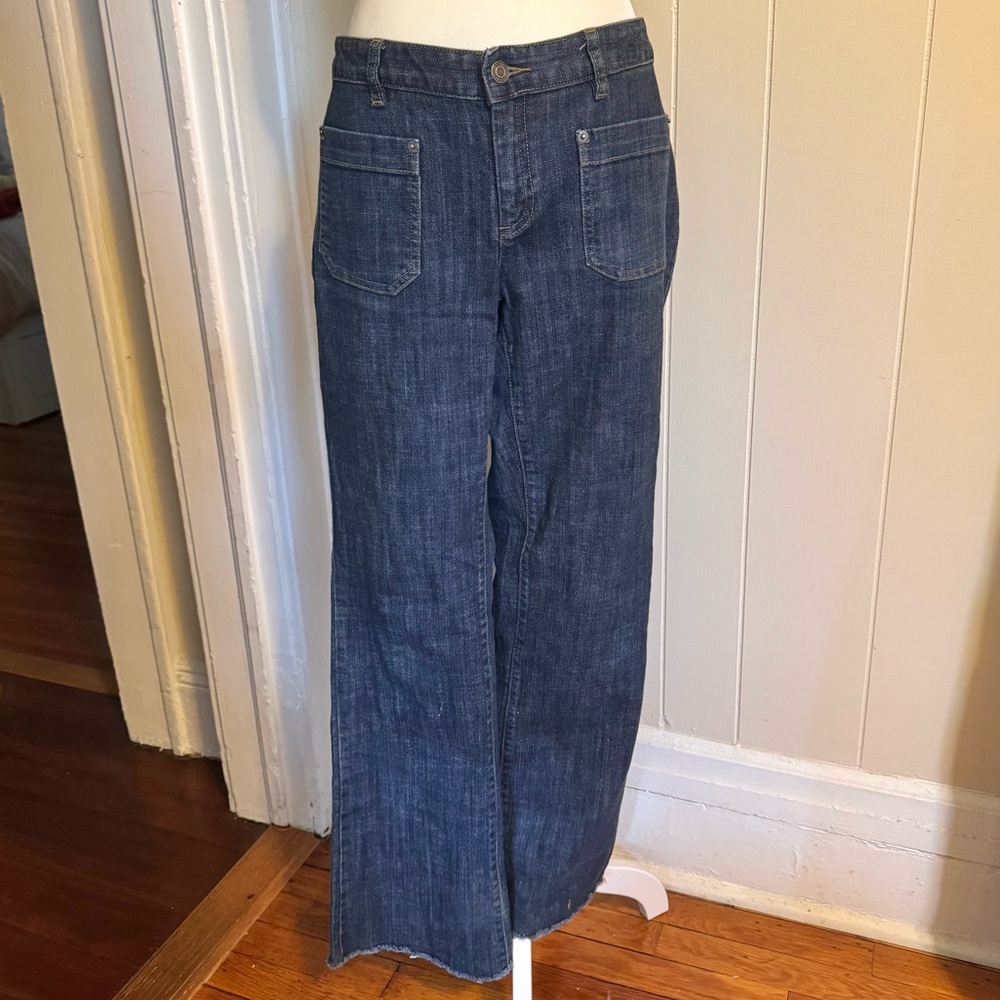 Michael Kors Women's Blue Wide-Leg Horsebit Pocket Jeans | size 10